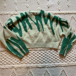 Green oversized crop sweater